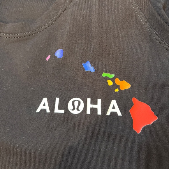 LULULEMON BLACK NULU RACERBACK TANK 8 LIMITED EDITION ALOHA GREAT CONDITION - Picture 2 of 4